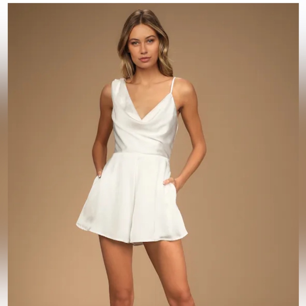 NWT White Satin Lulus Romper